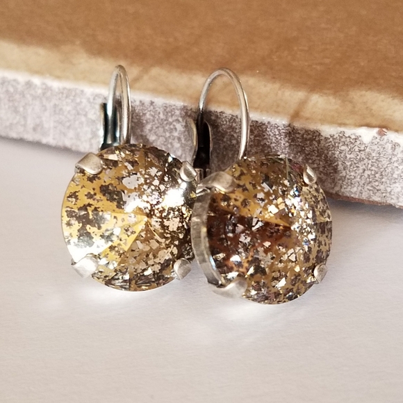 Austrian Crystal Earrings in Antique Silver - Picture 3 of 7